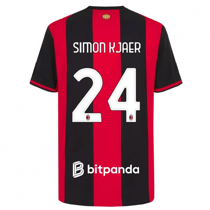 Danxen Heren Simon Kjaer #24 Rood Zwart Wit Thuisshirt Thuistenue 2026/27 T-Shirt