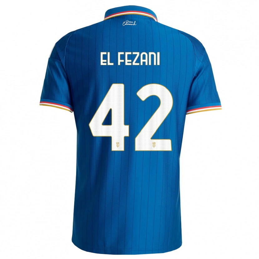 Danxen Heren Mohamed El Fezani #42 Blauw Wit Rood Thuisshirt Thuistenue 2026/27 T-Shirt