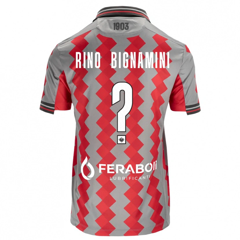 Danxen Heren Filippo Rino Bignamini #0 Grijs Rood Wit Thuisshirt Thuistenue 2026/27 T-Shirt