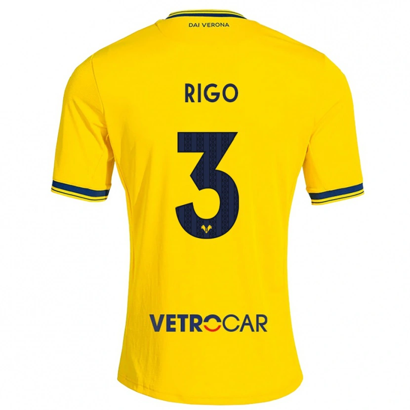 Danxen Heren Mattia Rigo #3 Geel Rood Uitshirt Uittenue 2026/27 T-Shirt