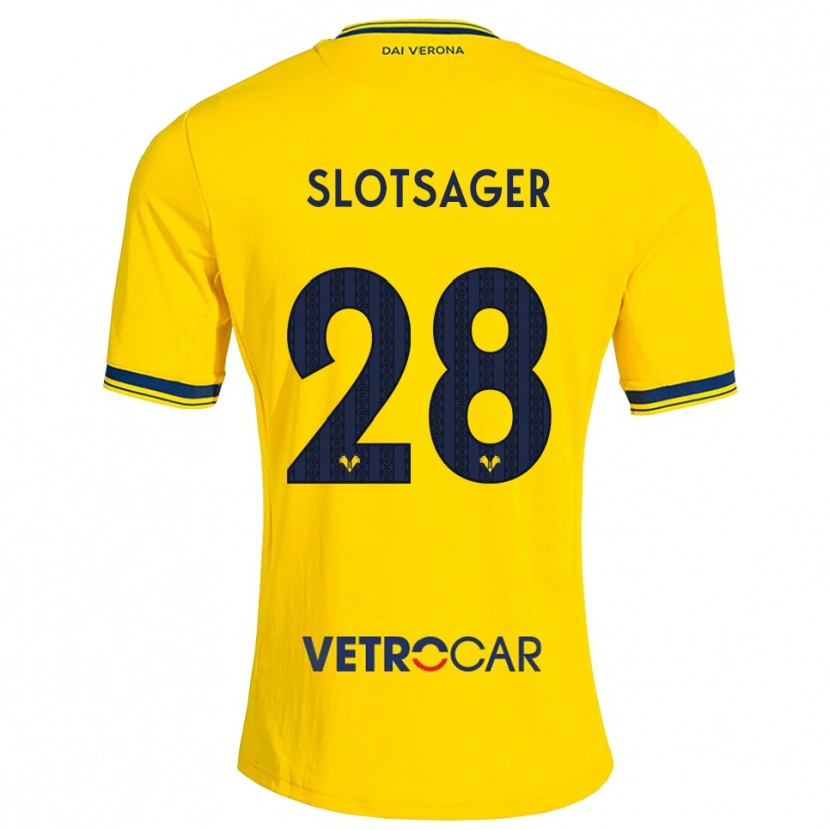 Danxen Heren Tobias Slotsager #28 Geel Rood Uitshirt Uittenue 2026/27 T-Shirt