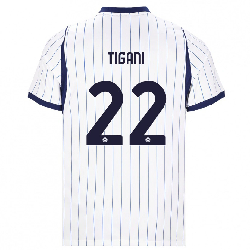 Danxen Heren Edoardo Tigani #22 Wit Marineblauw Uitshirt Uittenue 2026/27 T-Shirt