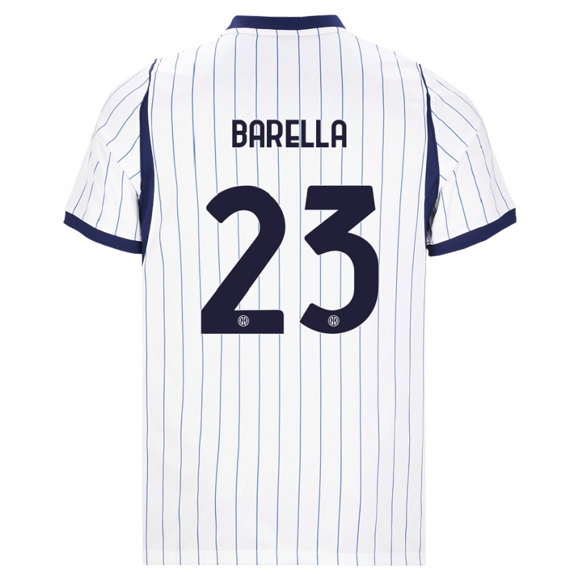 Danxen Heren Nicolò Barella #23 Wit Marineblauw Uitshirt Uittenue 2026/27 T-Shirt
