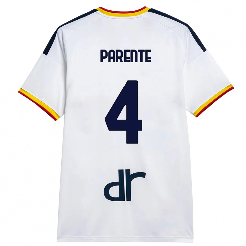 Danxen Heren Francesco Parente #4 Wit Geel Rood Uitshirt Uittenue 2026/27 T-Shirt