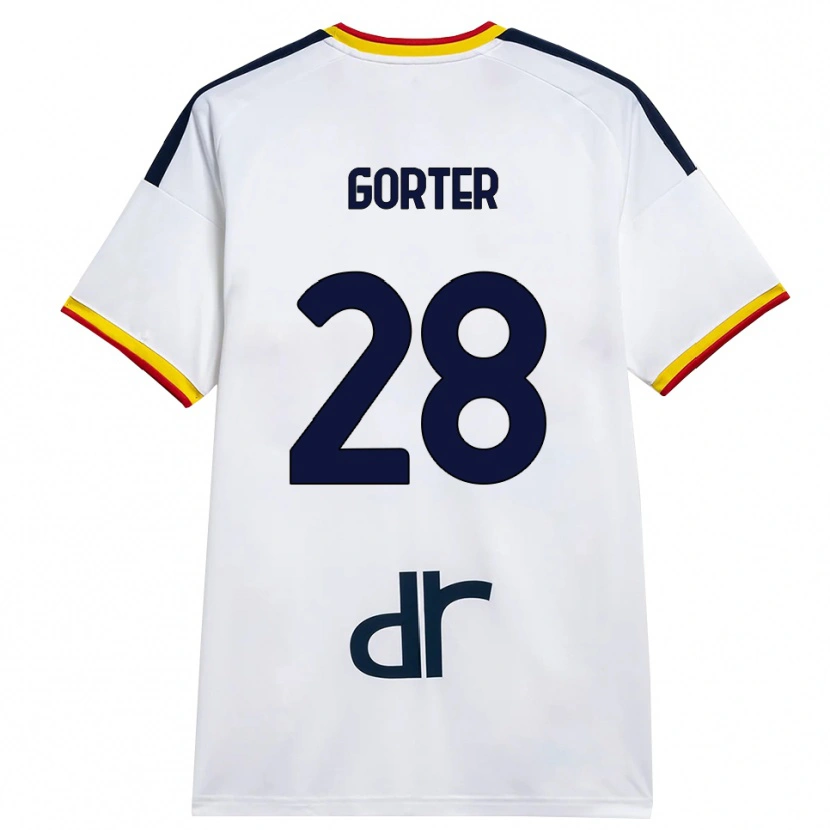 Danxen Heren Olaf Gorter #28 Wit Geel Rood Uitshirt Uittenue 2026/27 T-Shirt