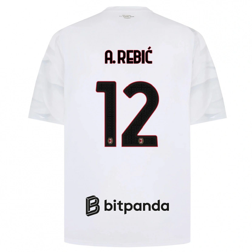 Danxen Heren Ante Rebic #12 Wit Rood Zwart Uitshirt Uittenue 2026/27 T-Shirt