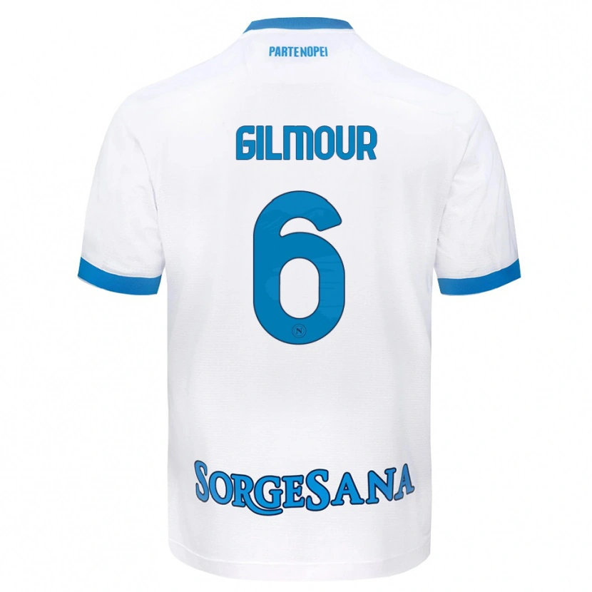 Danxen Heren Billy Gilmour #6 Wit Hemelsblauw Uitshirt Uittenue 2026/27 T-Shirt