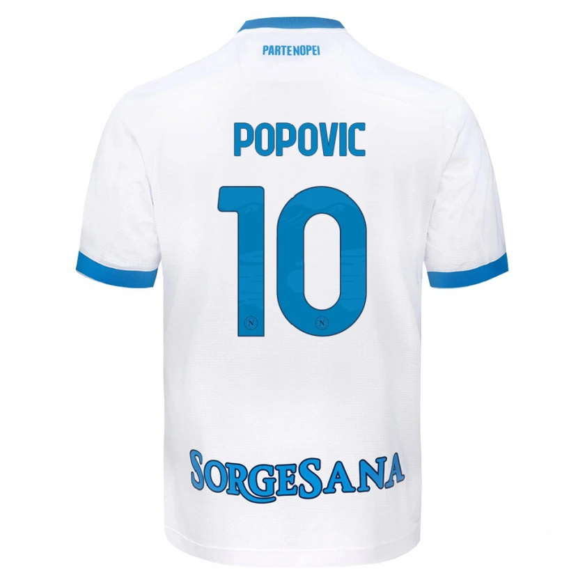 Danxen Heren Matija Popovic #10 Wit Hemelsblauw Uitshirt Uittenue 2026/27 T-Shirt