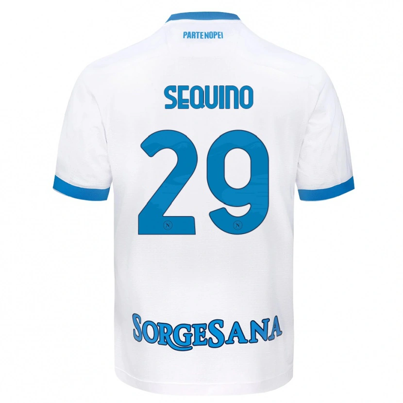 Danxen Heren Giovanni Sequino #29 Wit Hemelsblauw Uitshirt Uittenue 2026/27 T-Shirt