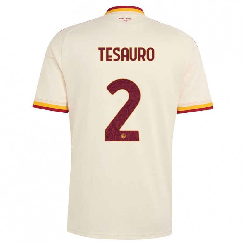 Danxen Heren Emanuele Tesauro #2 Champagne Rood Geel Uitshirt Uittenue 2026/27 T-Shirt