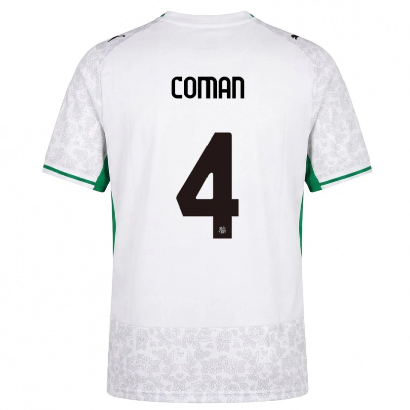 Danxen Heren Rareș Coman #4 Wit Zwart Groen Uitshirt Uittenue 2026/27 T-Shirt