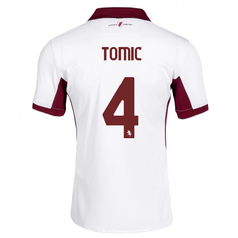 Danxen Heren Luka Tomic #4 Bordeauxrood Wit Rood Uitshirt Uittenue 2026/27 T-Shirt