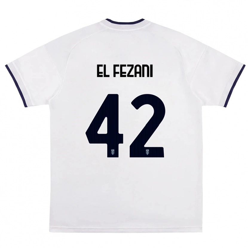Danxen Heren Mohamed El Fezani #42 Wit Rood Koninklijk Blauw Uitshirt Uittenue 2026/27 T-Shirt
