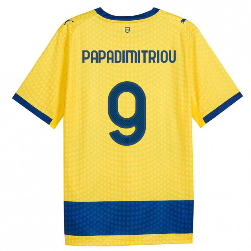 Danxen Heren Eirinaios Papadimitriou #9 Geel Blauw Zwart Uitshirt Uittenue 2026/27 T-Shirt