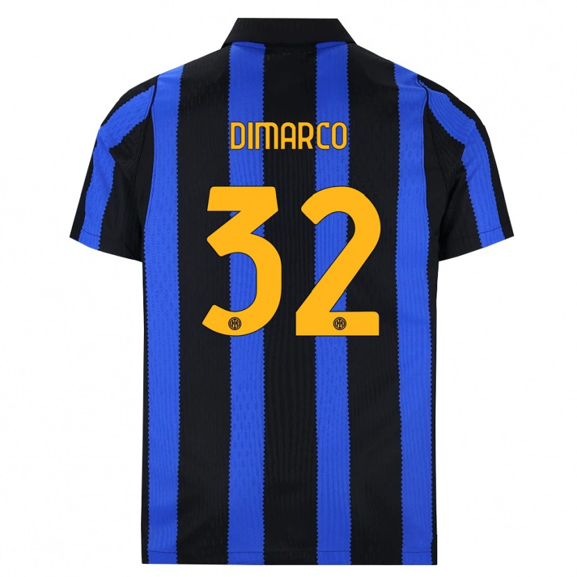 Danxen Dames Federico Dimarco #32 Zwart Blauw Geel Thuisshirt Thuistenue 2026/27 T-Shirt
