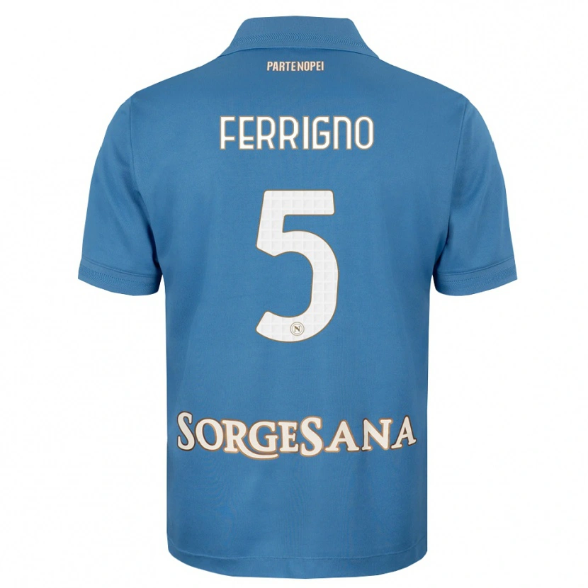 Danxen Dames Vincenzo Ferrigno #5 Haze Blauw Wit Thuisshirt Thuistenue 2026/27 T-Shirt
