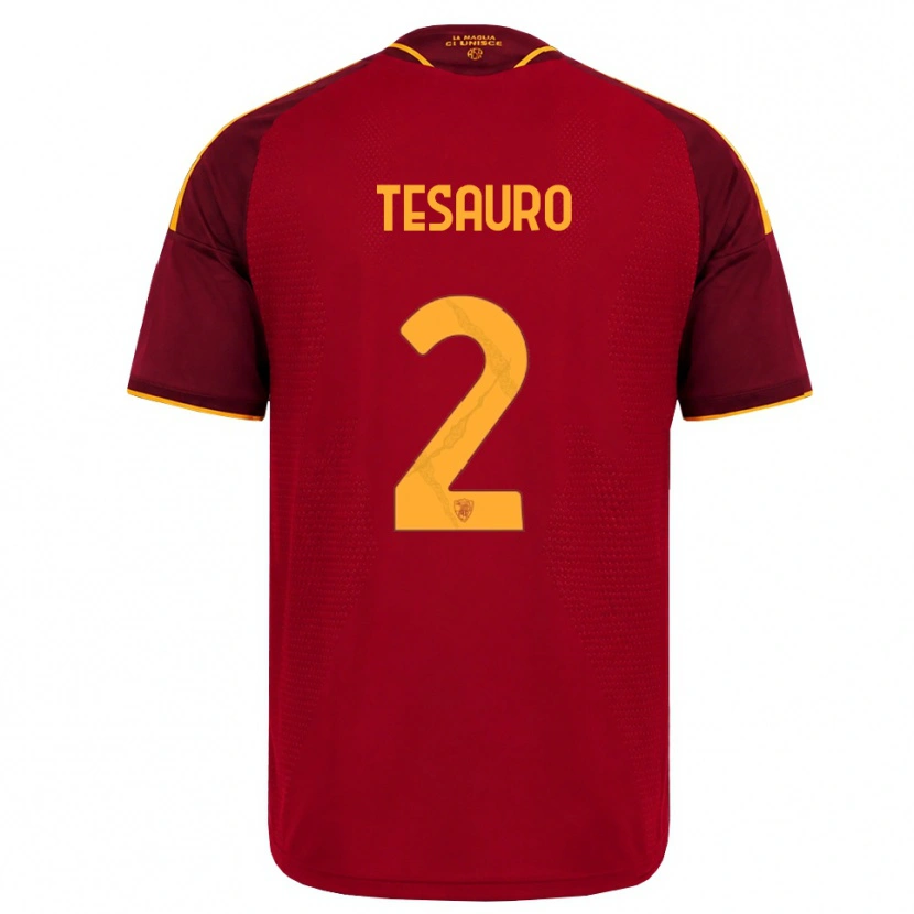 Danxen Dames Emanuele Tesauro #2 Rood Gouden Geel Thuisshirt Thuistenue 2026/27 T-Shirt