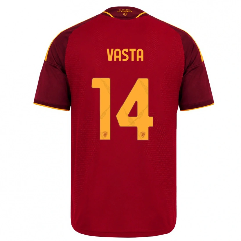 Danxen Dames Jacopo Vasta #14 Rood Gouden Geel Thuisshirt Thuistenue 2026/27 T-Shirt