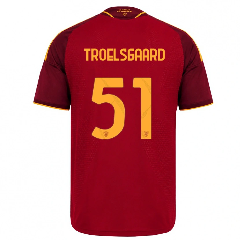 Danxen Dames Sanne Troelsgaard #51 Rood Gouden Geel Thuisshirt Thuistenue 2026/27 T-Shirt