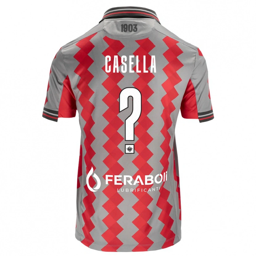 Danxen Dames Mattia Casella #0 Grijs Rood Wit Thuisshirt Thuistenue 2026/27 T-Shirt