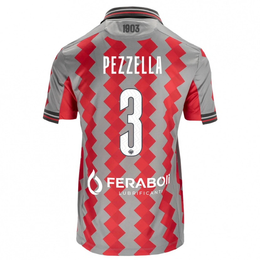 Danxen Dames Giuseppe Pezzella #3 Grijs Rood Wit Thuisshirt Thuistenue 2026/27 T-Shirt