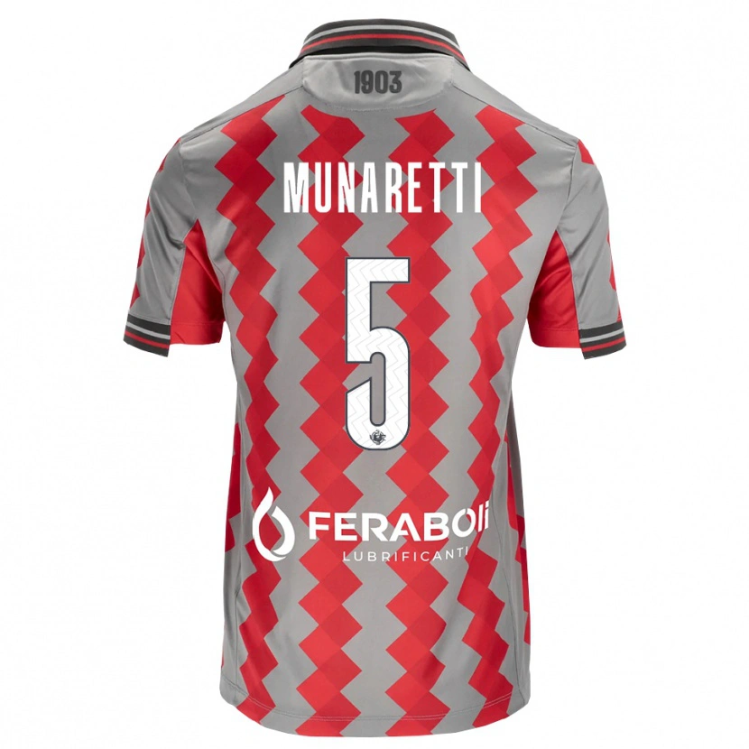 Danxen Dames Luca Munaretti #5 Grijs Rood Wit Thuisshirt Thuistenue 2026/27 T-Shirt