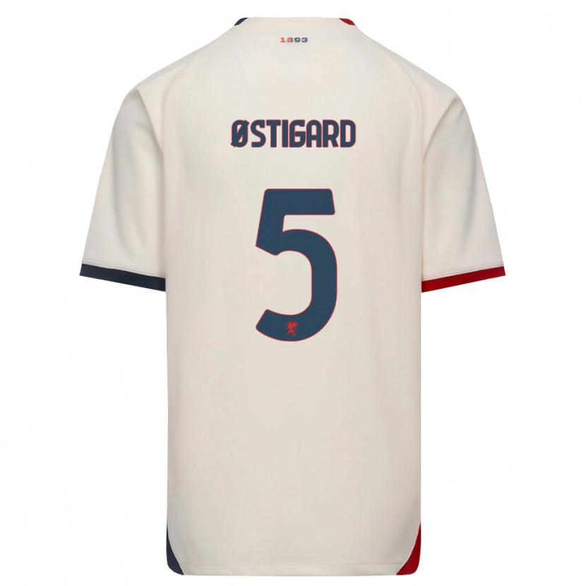 Danxen Dames Leo Østigård #5 Off-White Rood Uitshirt Uittenue 2026/27 T-Shirt