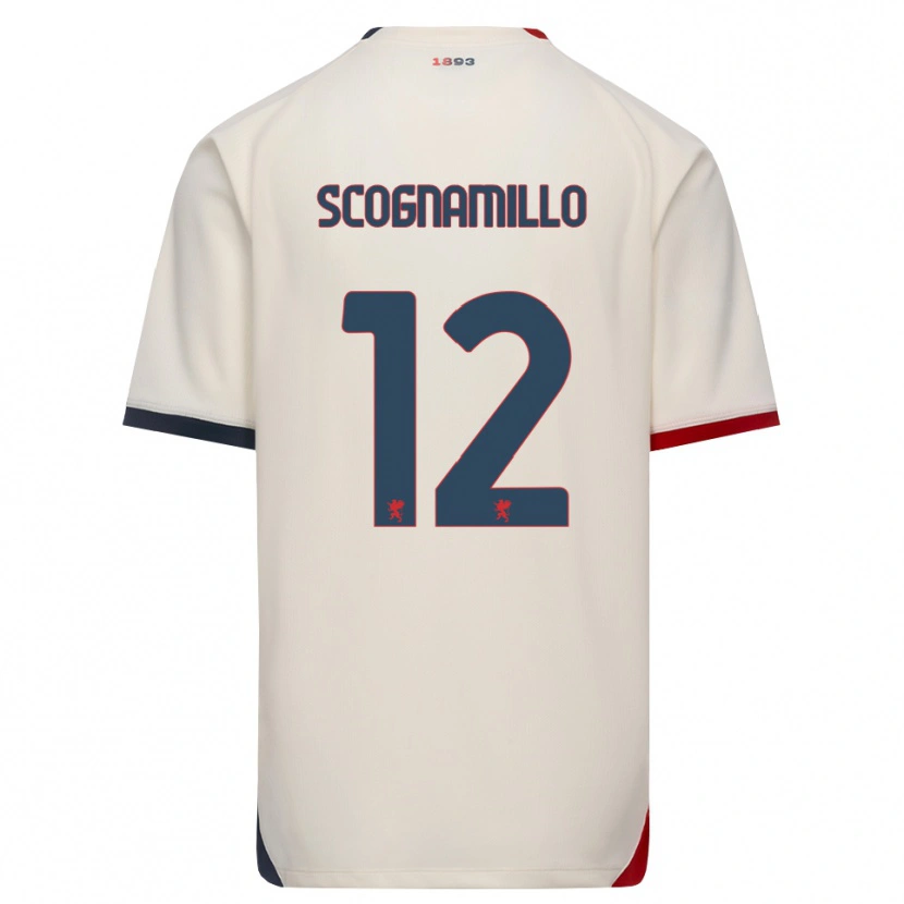 Danxen Dames Andrea Scognamillo #12 Off-White Rood Uitshirt Uittenue 2026/27 T-Shirt