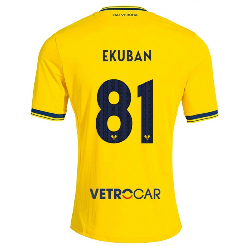 Danxen Dames Caleb Ekuban #81 Geel Rood Uitshirt Uittenue 2026/27 T-Shirt