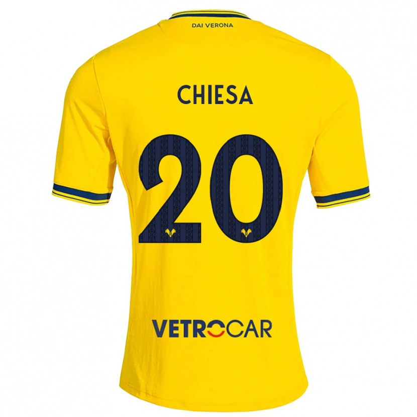 Danxen Dames Mattia Chiesa #20 Geel Rood Uitshirt Uittenue 2026/27 T-Shirt