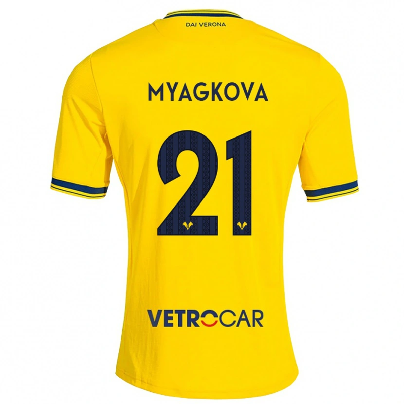 Danxen Dames Alina Myagkova #21 Geel Rood Uitshirt Uittenue 2026/27 T-Shirt