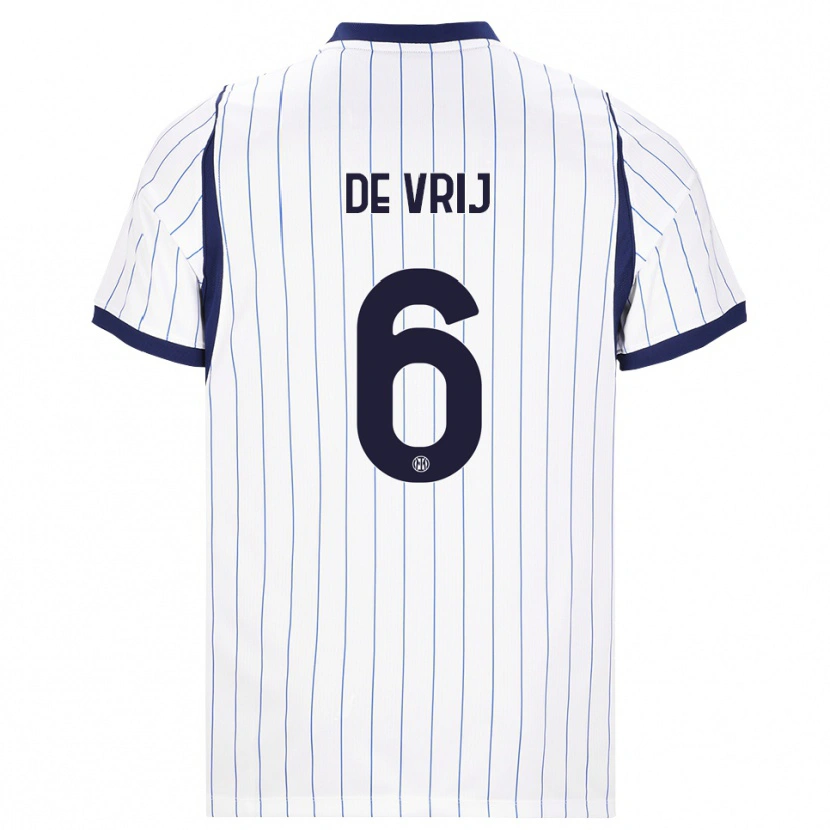 Danxen Dames Stefan De Vrij #6 Wit Marineblauw Uitshirt Uittenue 2026/27 T-Shirt