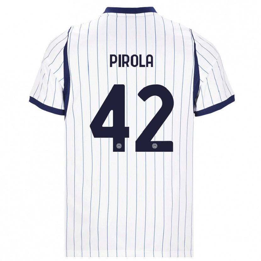 Danxen Dames Samuele Pirola #42 Wit Marineblauw Uitshirt Uittenue 2026/27 T-Shirt