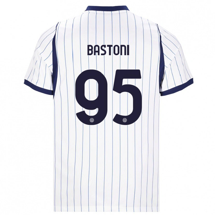 Danxen Dames Alessandro Bastoni #95 Wit Marineblauw Uitshirt Uittenue 2026/27 T-Shirt