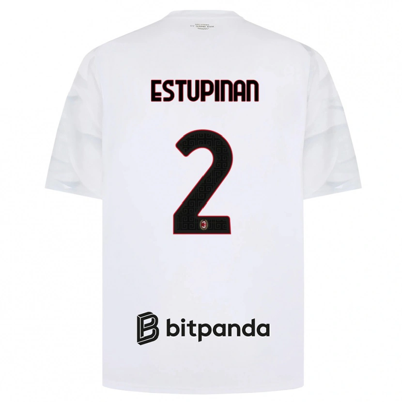 Danxen Dames Pervis Estupiñán #2 Wit Rood Zwart Uitshirt Uittenue 2026/27 T-Shirt