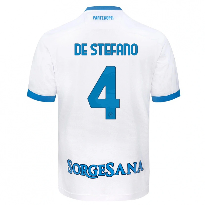 Danxen Dames Francesco De Stefano #4 Wit Hemelsblauw Uitshirt Uittenue 2026/27 T-Shirt