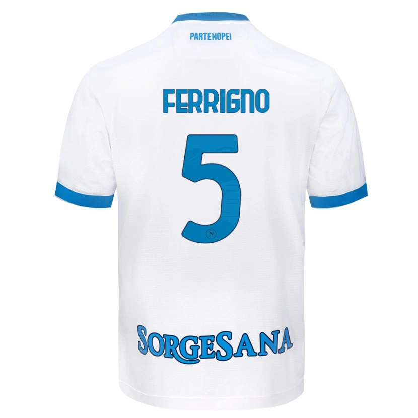 Danxen Dames Vincenzo Ferrigno #5 Wit Hemelsblauw Uitshirt Uittenue 2026/27 T-Shirt