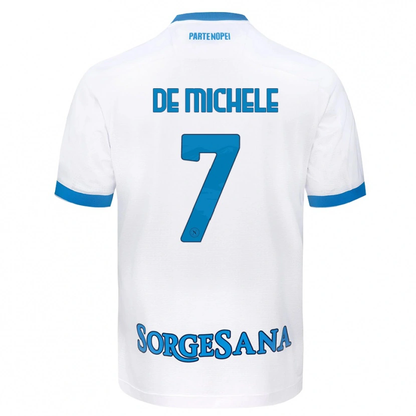 Danxen Dames Marco De Michele #7 Wit Hemelsblauw Uitshirt Uittenue 2026/27 T-Shirt