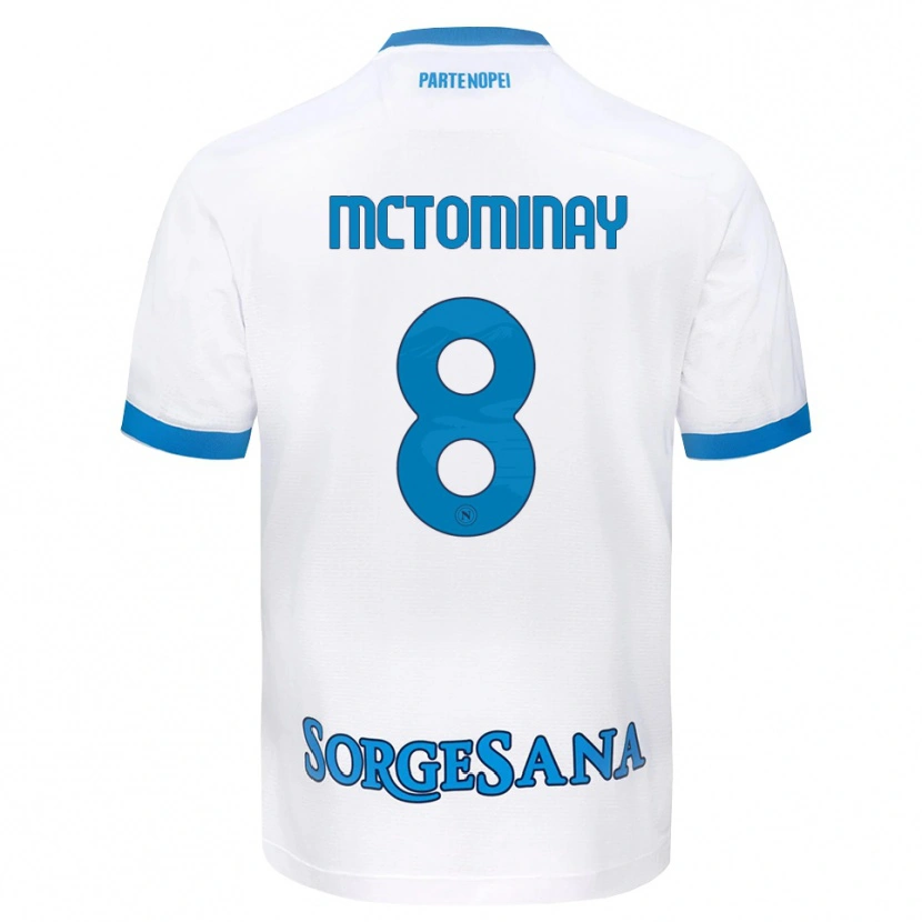 Danxen Dames Scott Mctominay #8 Wit Hemelsblauw Uitshirt Uittenue 2026/27 T-Shirt