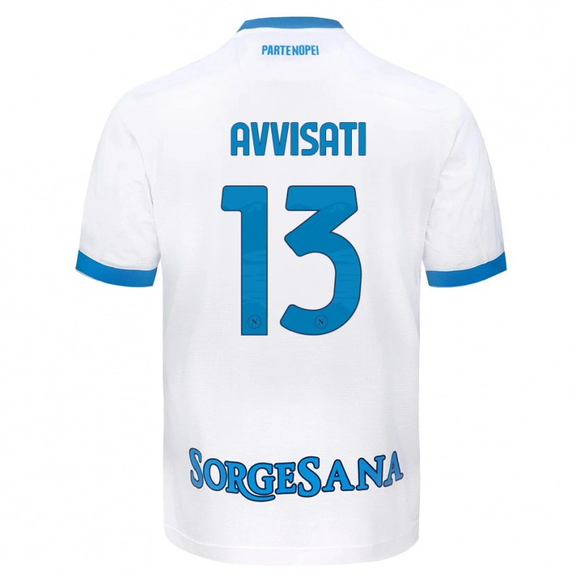 Danxen Dames Domenico Avvisati #13 Wit Hemelsblauw Uitshirt Uittenue 2026/27 T-Shirt