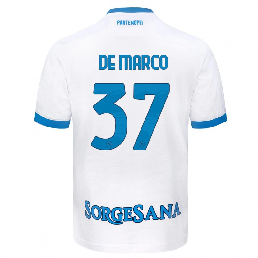 Danxen Dames Francesco De Marco #37 Wit Hemelsblauw Uitshirt Uittenue 2026/27 T-Shirt