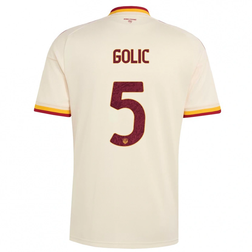 Danxen Dames Lovro Golic #5 Champagne Rood Geel Uitshirt Uittenue 2026/27 T-Shirt