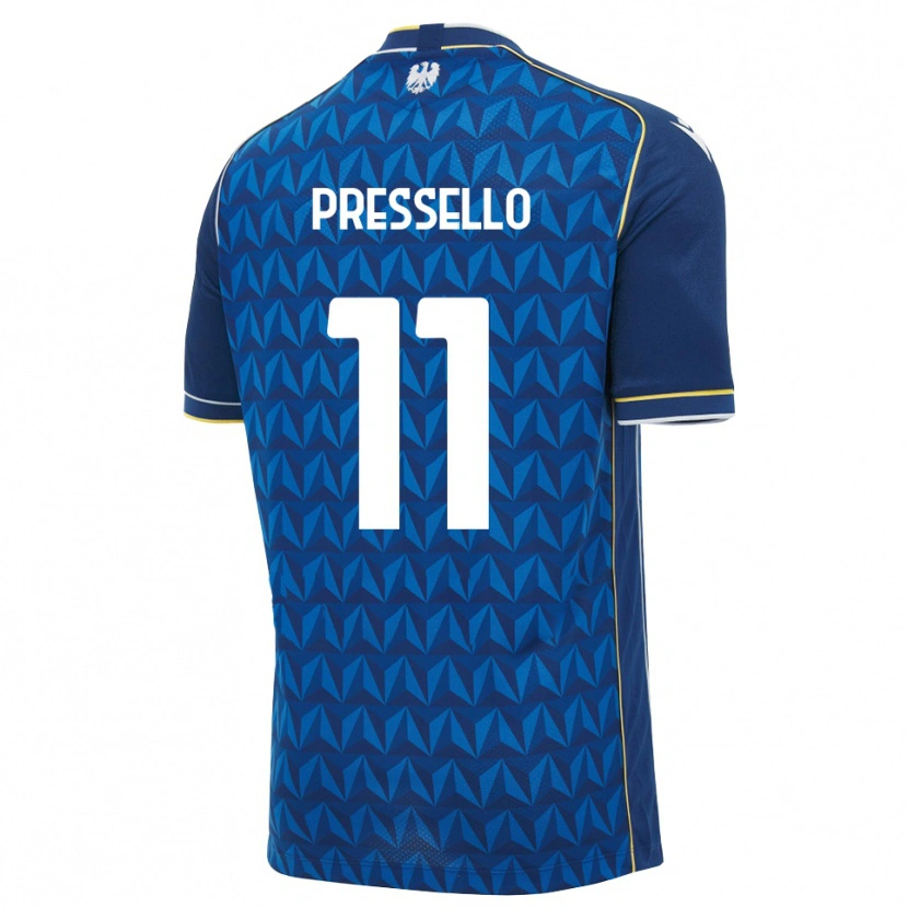 Danxen Dames Matteo Pressello #11 Koninklijk Blauw Wit Blauw Uitshirt Uittenue 2026/27 T-Shirt