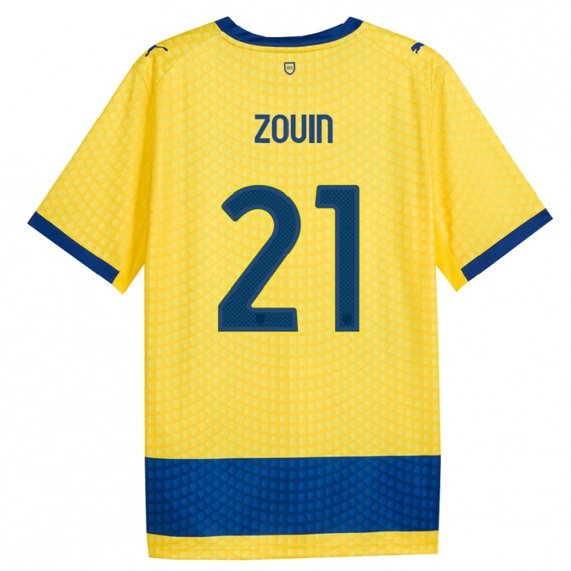 Danxen Dames Aymen Zouin #21 Geel Blauw Zwart Uitshirt Uittenue 2026/27 T-Shirt