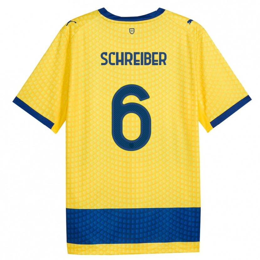 Danxen Dames Fabio Schreiber #6 Geel Blauw Zwart Uitshirt Uittenue 2026/27 T-Shirt