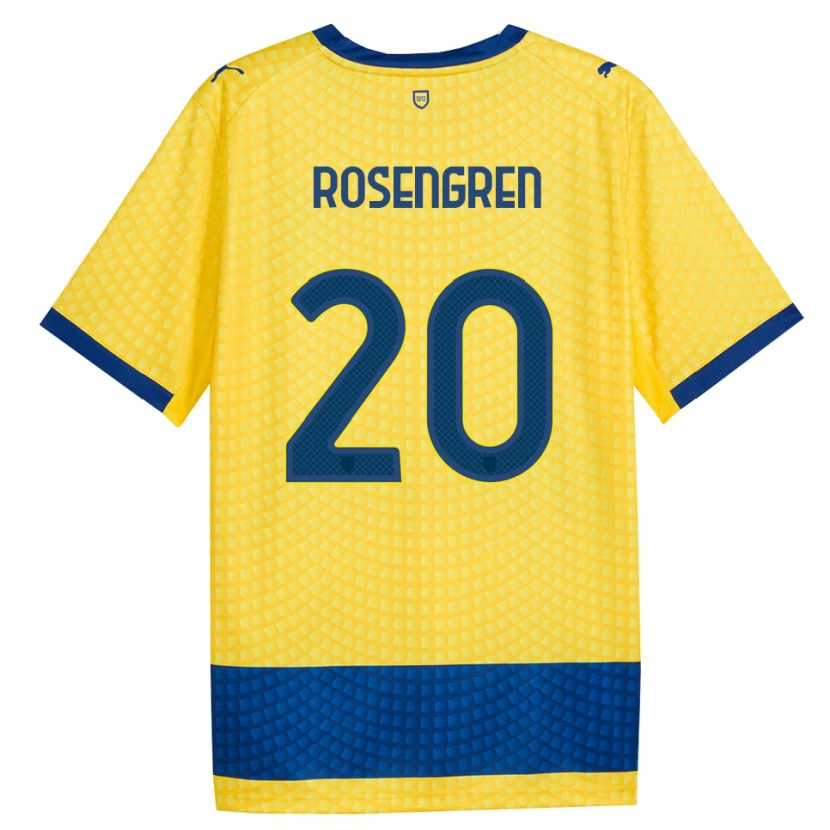 Danxen Dames Lukas Rosengren #20 Geel Blauw Zwart Uitshirt Uittenue 2026/27 T-Shirt