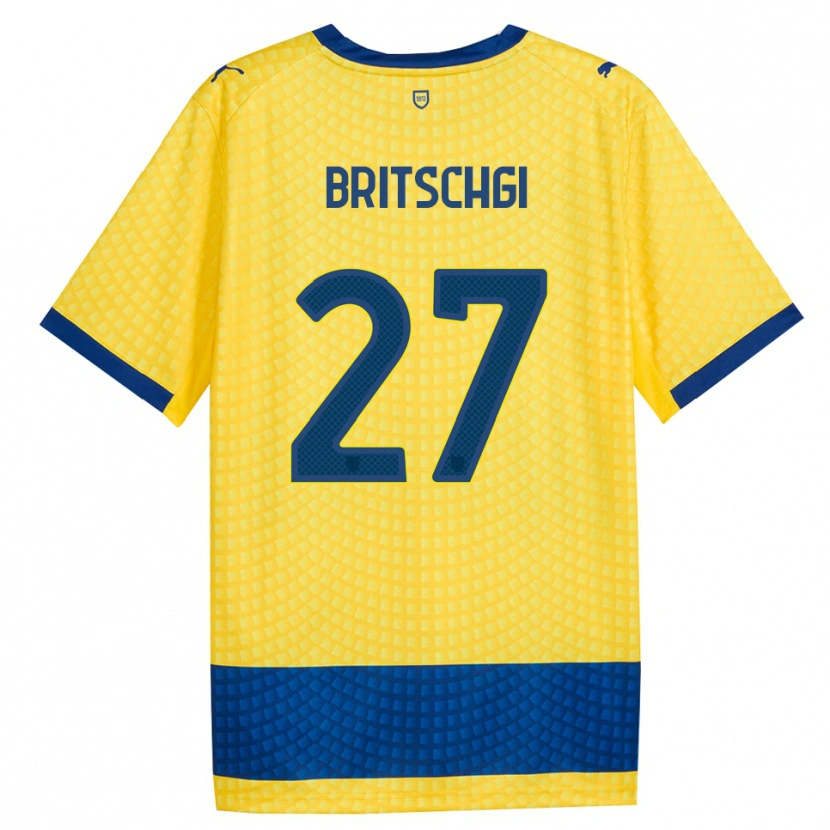 Danxen Dames Sascha Britschgi #27 Geel Blauw Zwart Uitshirt Uittenue 2026/27 T-Shirt