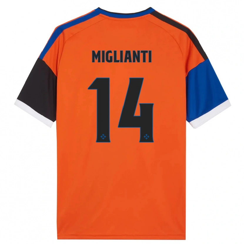 Danxen Dames Niccolò Miglianti #14 Oranje Blauw Zwart Wit Uitshirt Uittenue 2026/27 T-Shirt