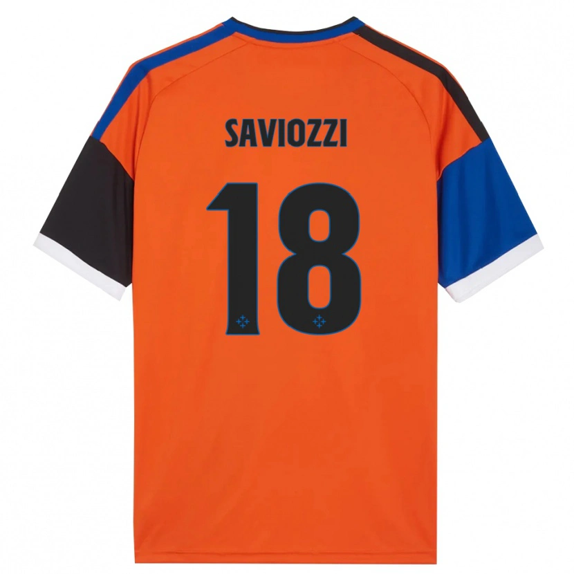 Danxen Dames Mattia Saviozzi #18 Oranje Blauw Zwart Wit Uitshirt Uittenue 2026/27 T-Shirt