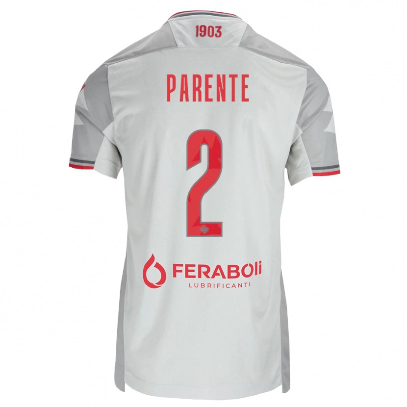 Danxen Dames Mattia Parente #2 Grijs Wit Rood Uitshirt Uittenue 2026/27 T-Shirt